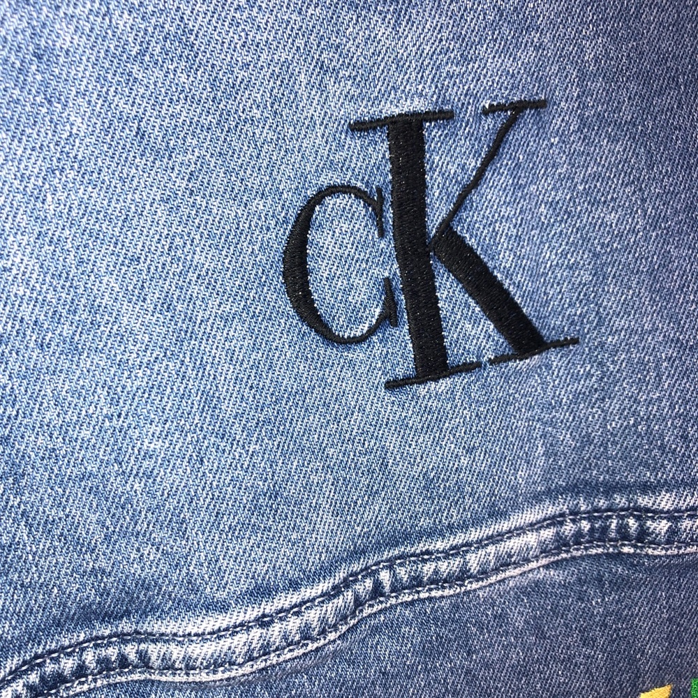 Calvin Klein Blue Denim Embroidered Vest Size XL - Picture 12 of 14